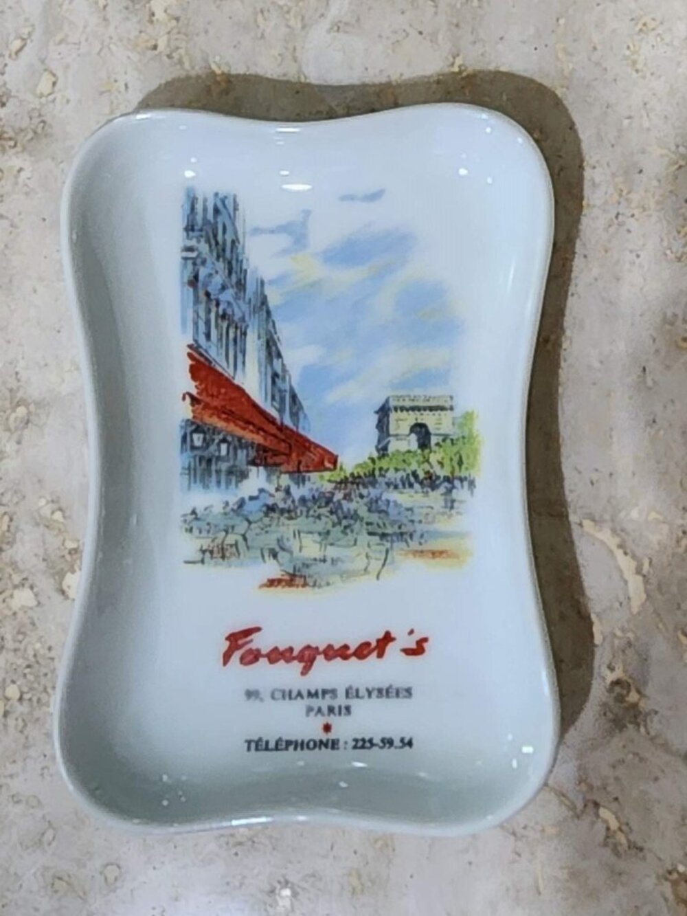 French Limoges Porcelain Catchall Tray Fouquets Paris Arc de Triomphe Ring Dish